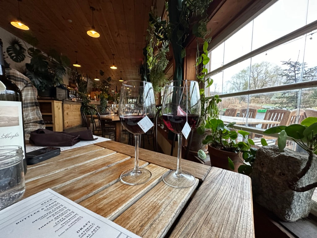 Wine treated with ALKAA sachets at Blooming Hill Farm Restaurant